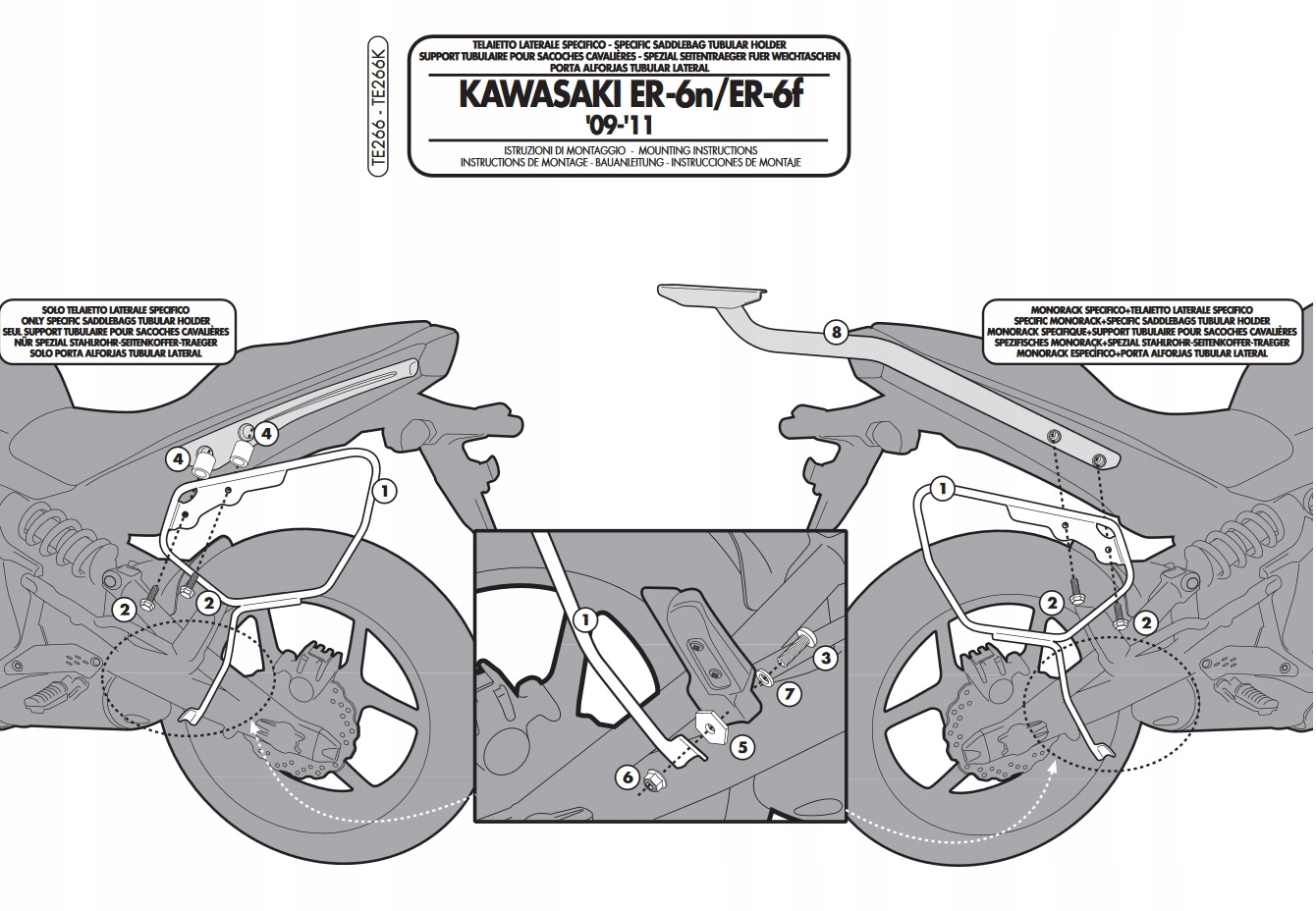 Regál pre Kawasaki ER-6N ER-6F 650 2009-11