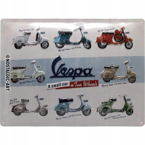Kovová plagátová doska 30x40cm Vespa Model Chart