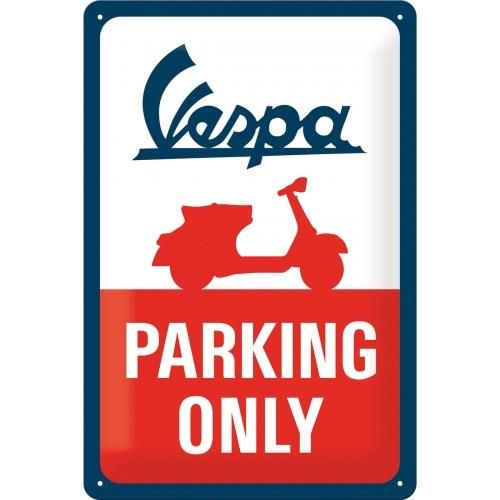 Kovová plagátová doska 20x30cm Vespa Parking Only