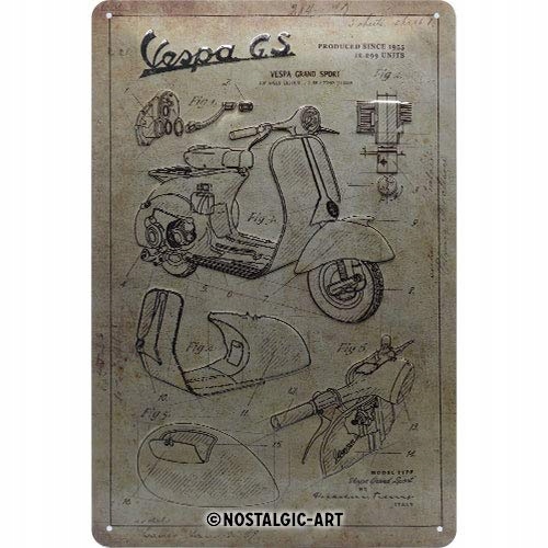 Kovová plagátová doska 20x30cm Vespa