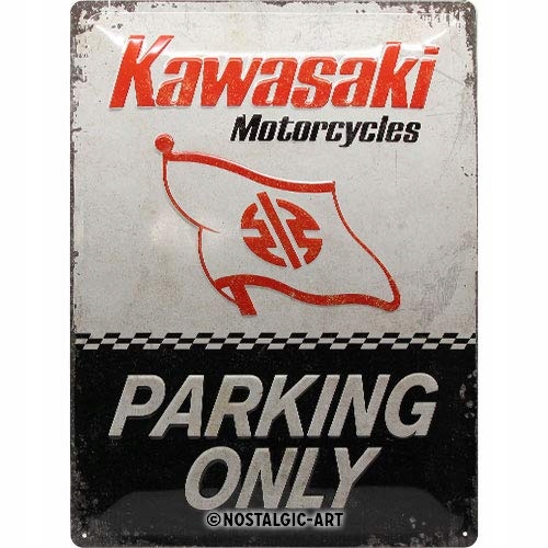 Kovová plagátová doska 30x40cm Kawasaki Parking