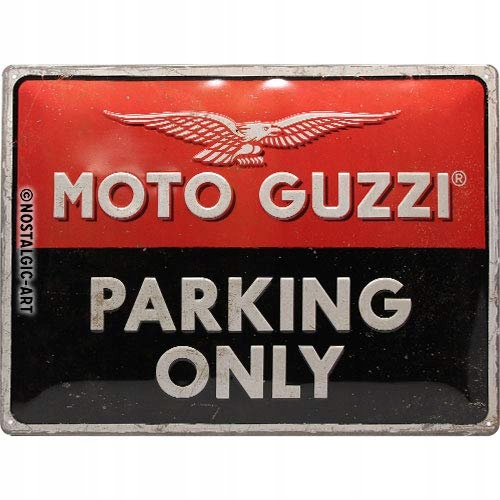 Kovová plagátová doska 30x40cm Moto Guzzi Parking