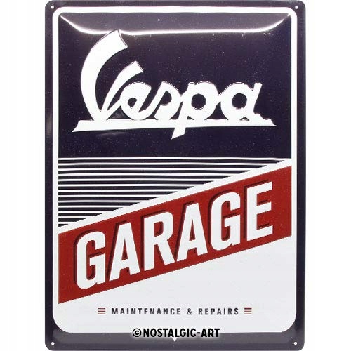 Kovová plagátová doska Vespa Garage 30x40cm