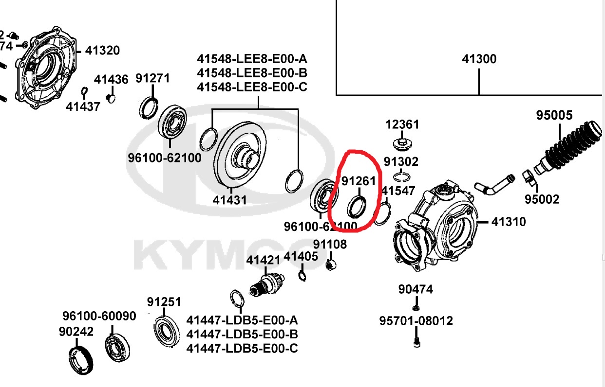 TESNENIE LEVÉ ZADNÉ RÔZNE Hriadele KYMCO MXU 500 IRS
