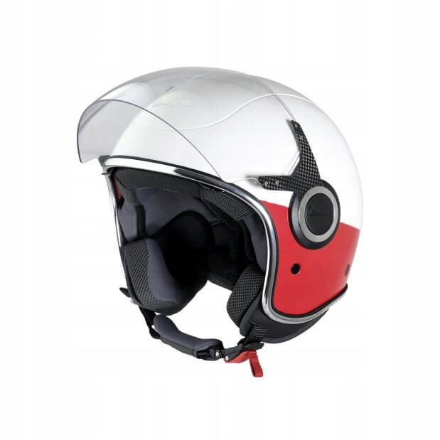 Prilba VESPA VJ s priezorom unisex bielo-červená M
