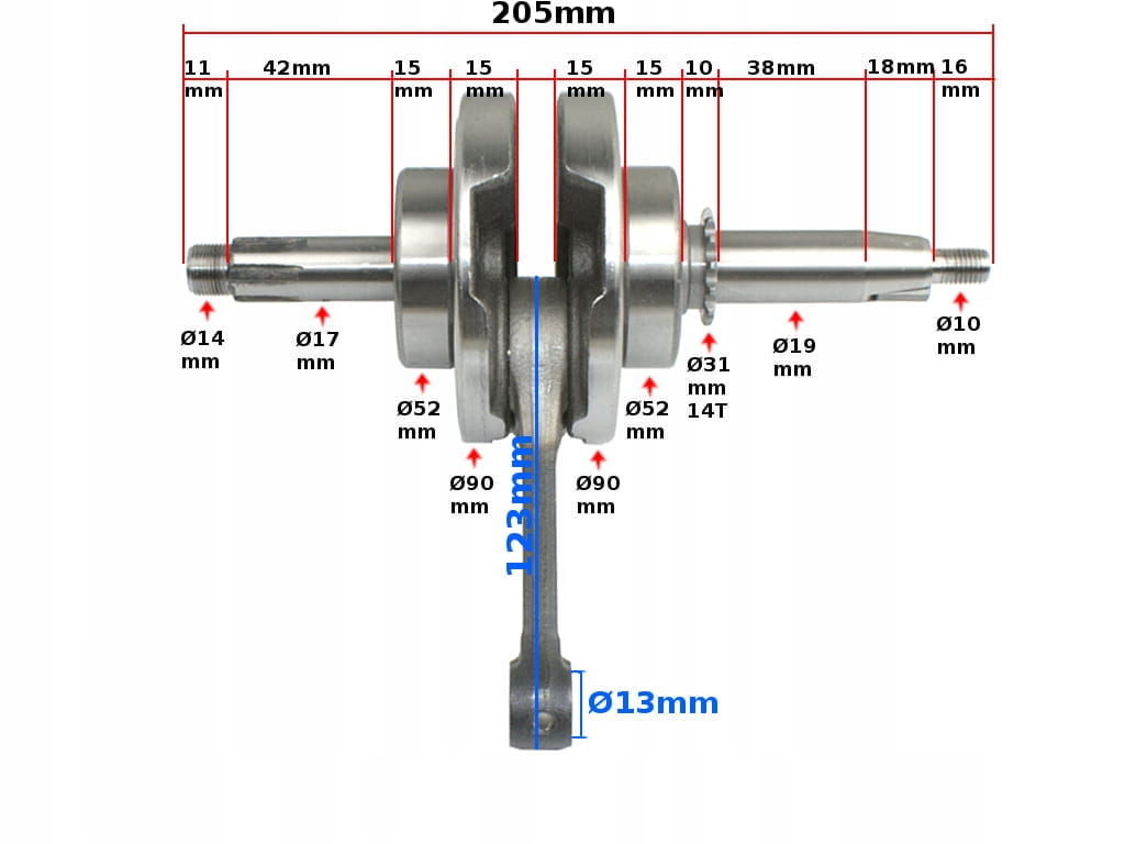 Kľukový hriadeľ QUAD 110 TZ