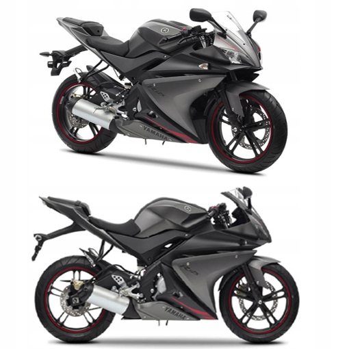 NÁlepky na dyhu YAMAHA YZF R125 12-13 sivá mat
