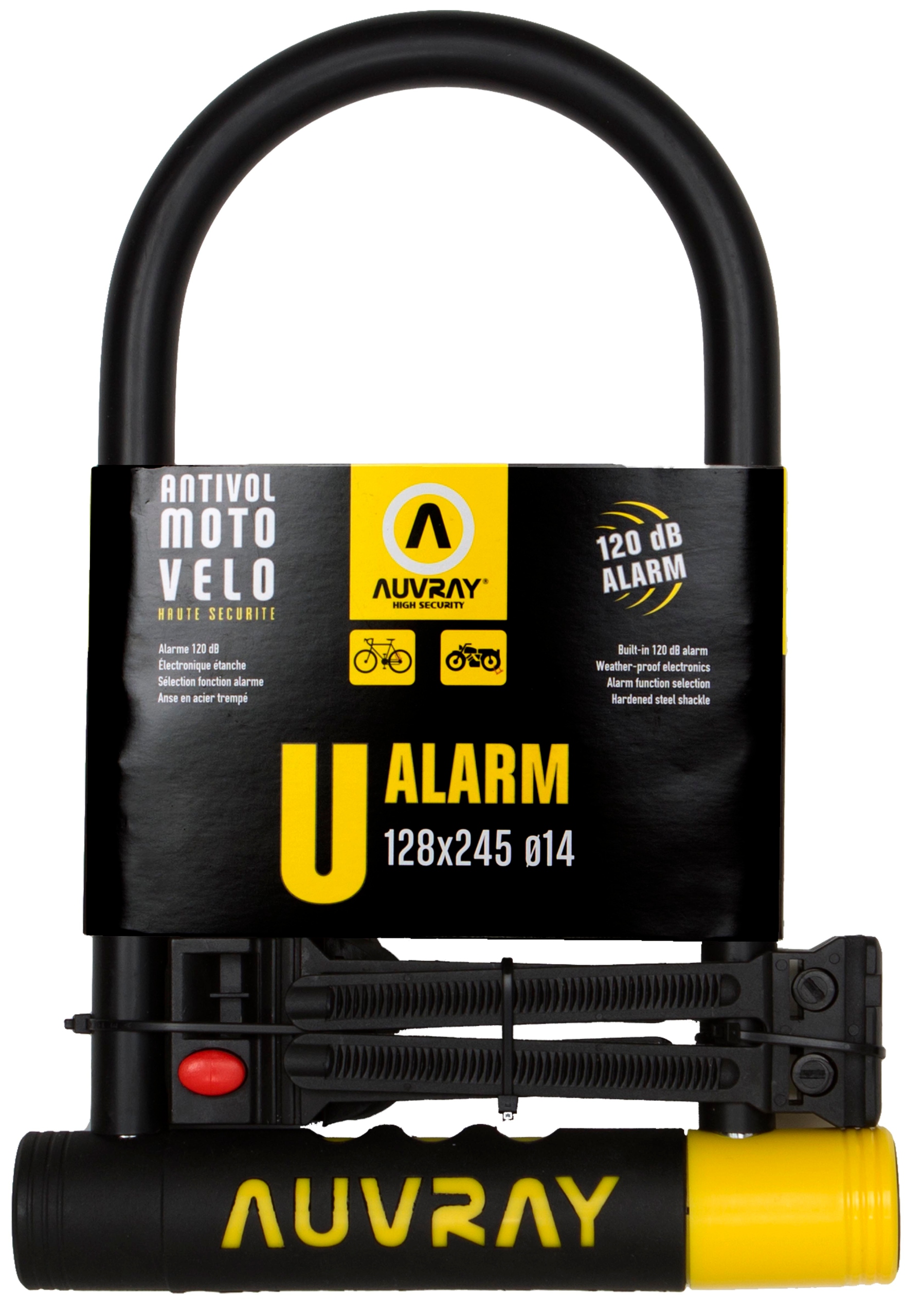 AUVRAY U-LOCK ALARM 128X245 CLIP 14 MM