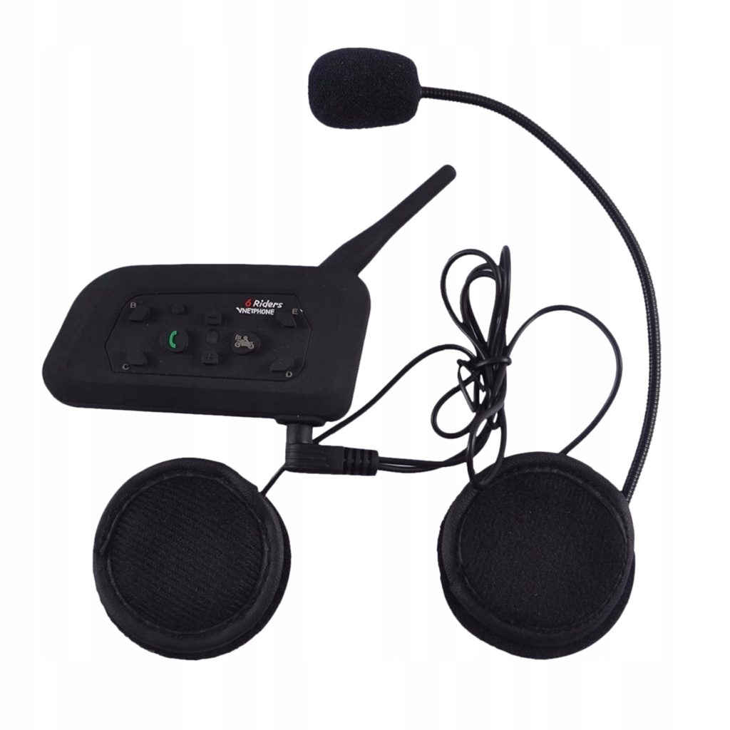 Čierny motocyklový bluetooth headset