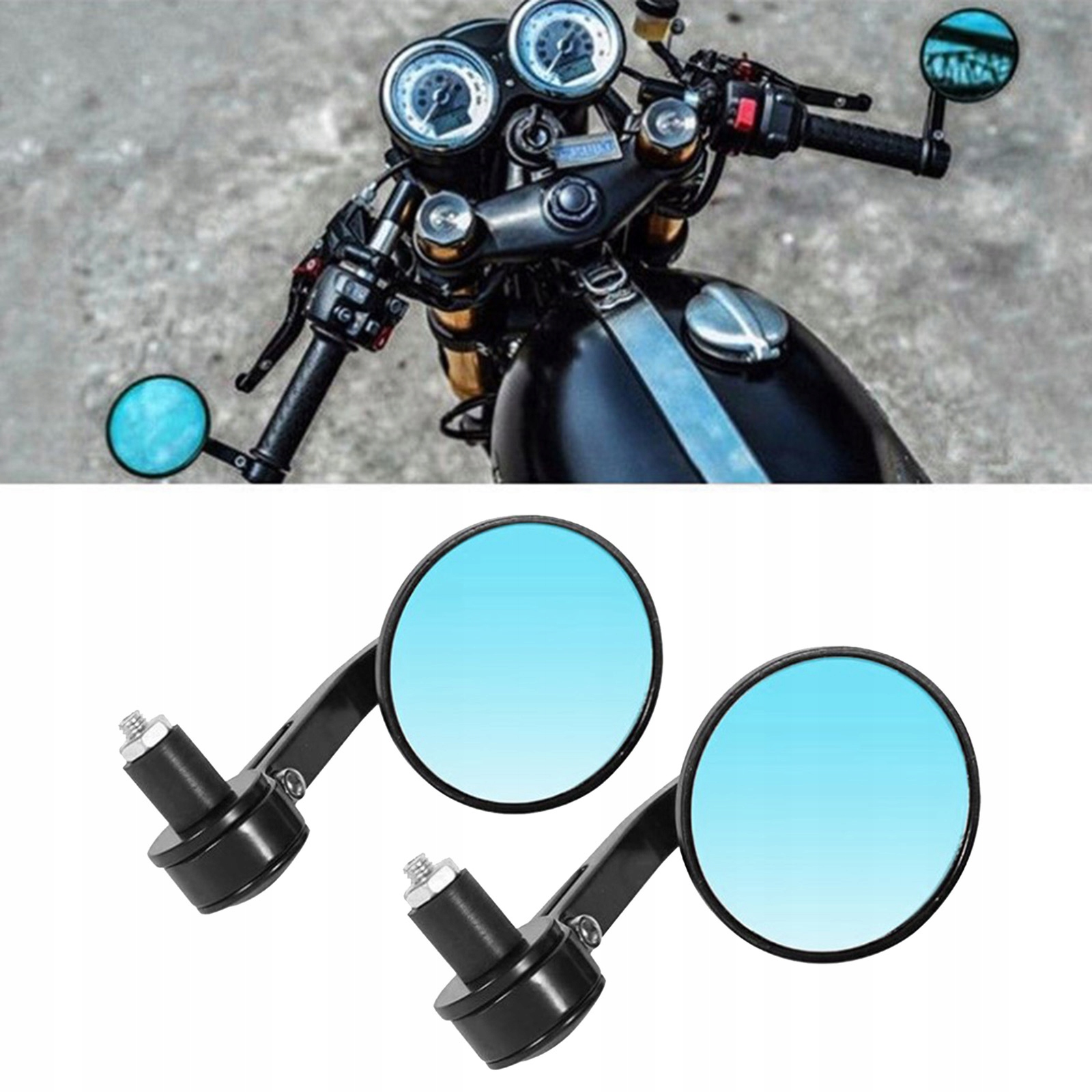 spätné zrkadlá motocykla modrá + biela
